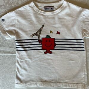 Petit Bateau Monsieur Madame and Navy Stripes white tee
